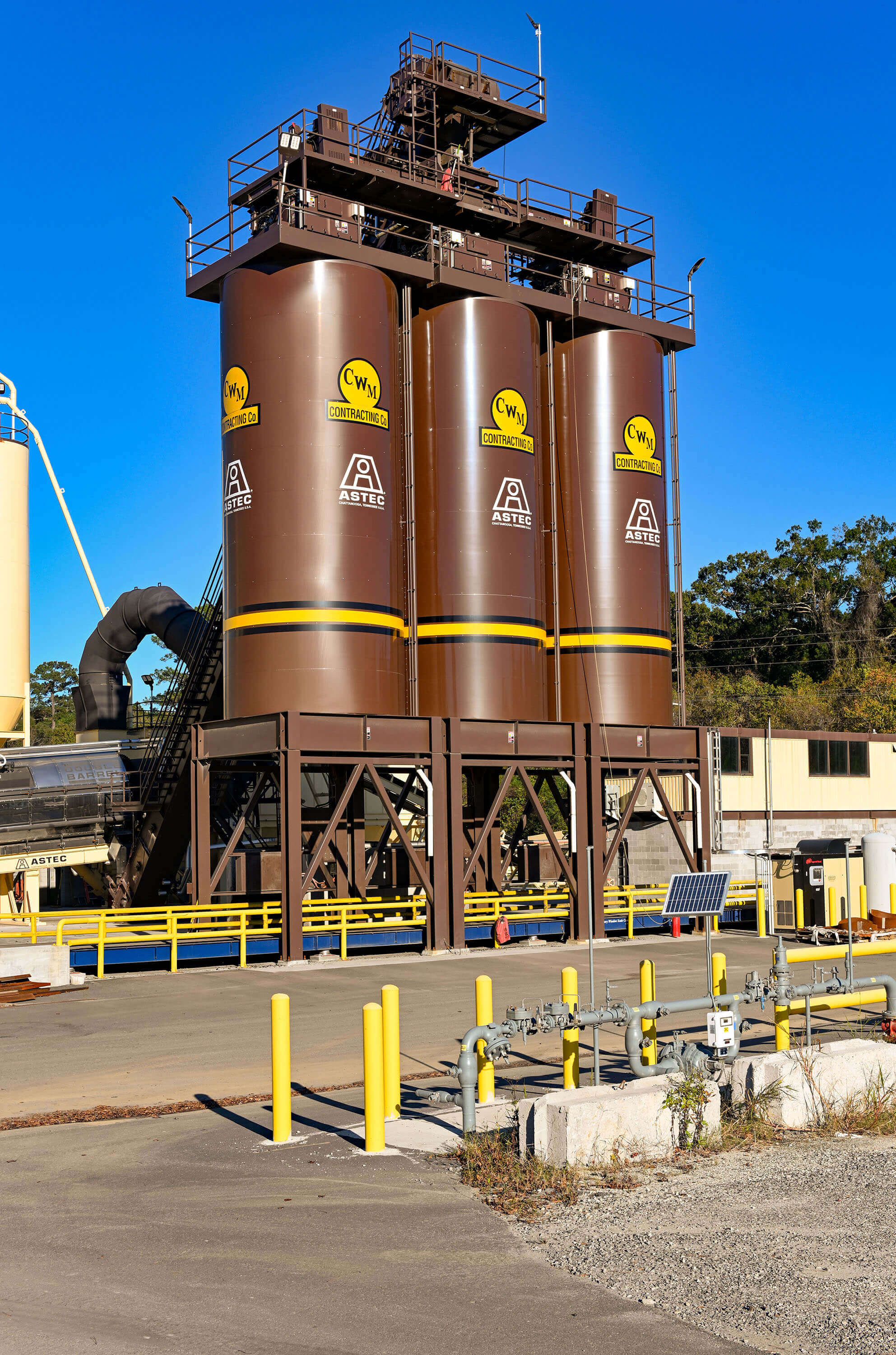 Astec silos at C.W. Matthews asphalt plant in Savannah, GA