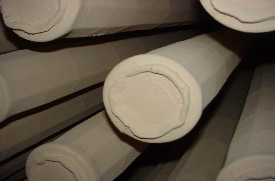 These bags have dust collected on them due to hydrolysis