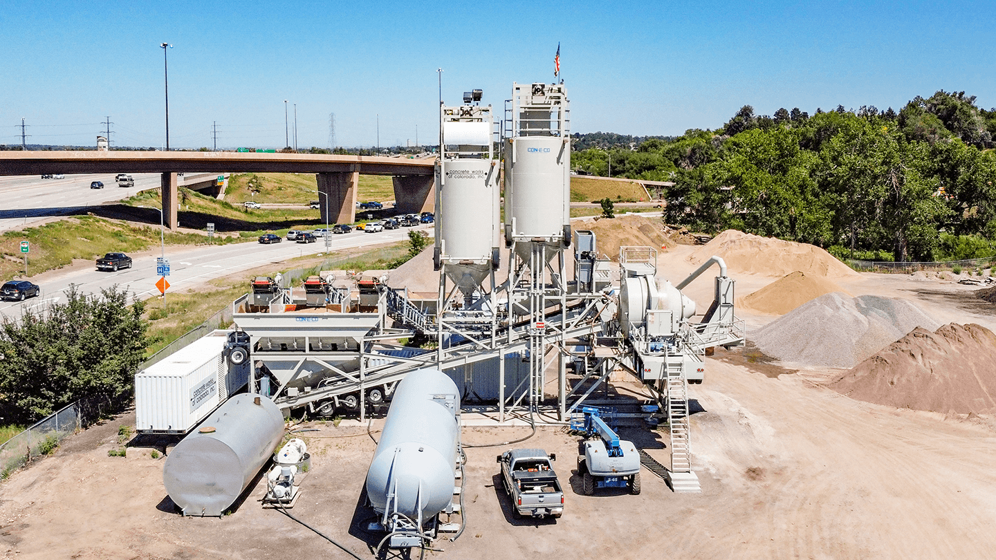 Concrete Works of Colorado Astec CON-E-CO ALL PRO concrete batch plant _ overpass